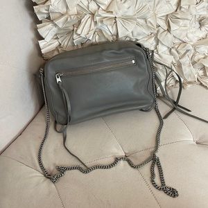AllSaints Grey Leather Crossbody Bag